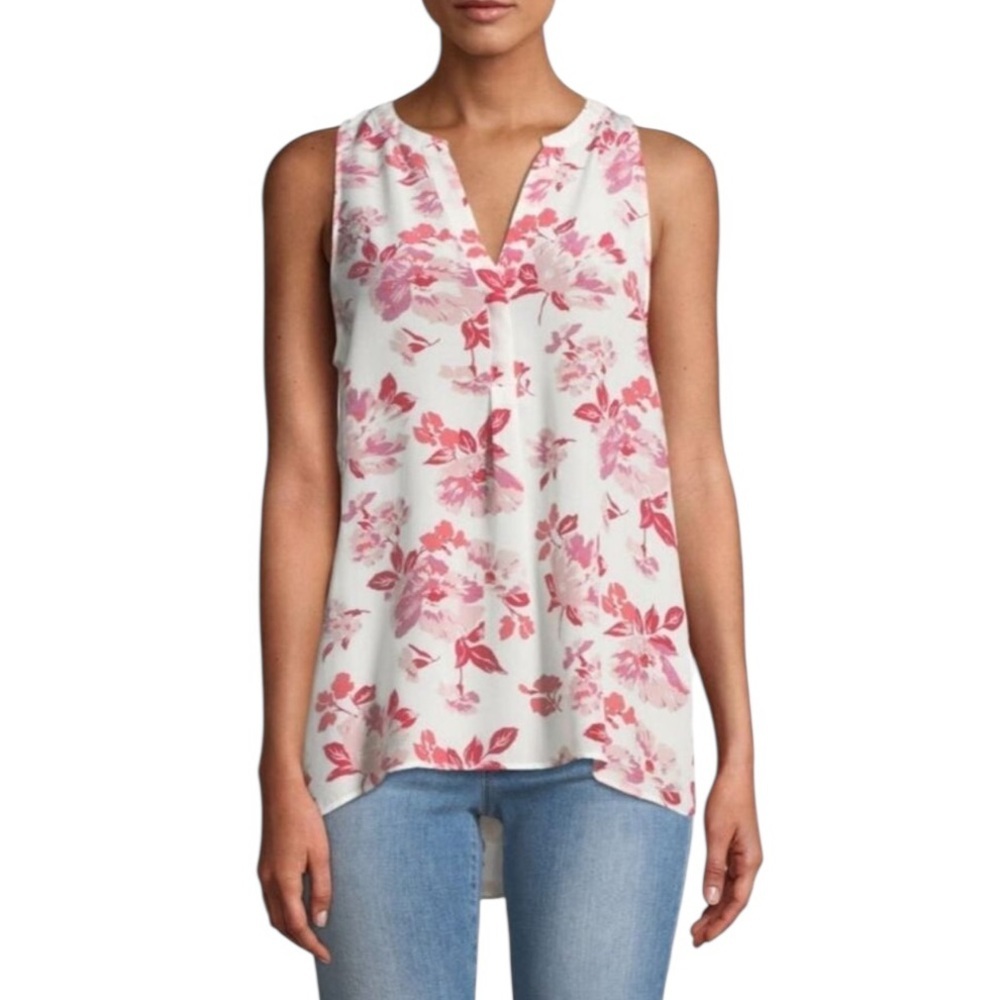 Joie Aruna Floral Sleeveless Silk Blouse Tank Top White Pink Womens Small NWT